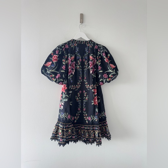 FARM RIO Belle Garden Black Mini Dress S - Picture 5 of 6